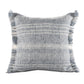 20" Gray And Ivory Striped Throw Pillow Cover with Fringe