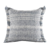 20" Gray And Ivory Striped Throw Pillow Cover with Fringe
