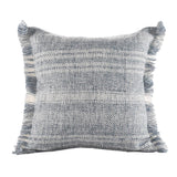 20" Gray And Ivory Striped Throw Pillow Cover with Fringe