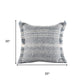 20" Gray And Ivory Striped Throw Pillow Cover with Fringe