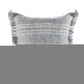 20" Gray And Ivory Striped Throw Pillow Cover with Fringe