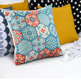 20" Teal And Orange Floral Throw Pillow Cover
