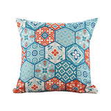 20" Blue And Orange Patchwork Throw Pillow Cover