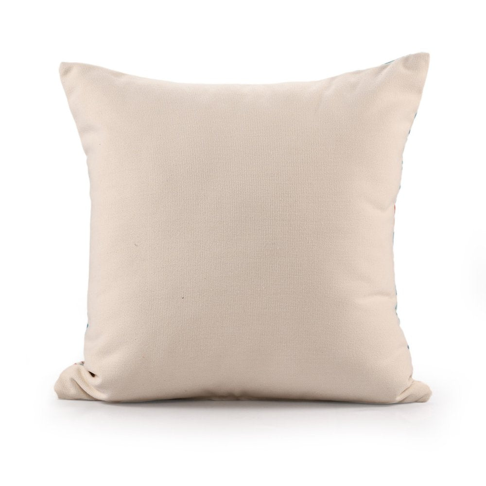 20" Teal And Orange Floral Throw Pillow Cover