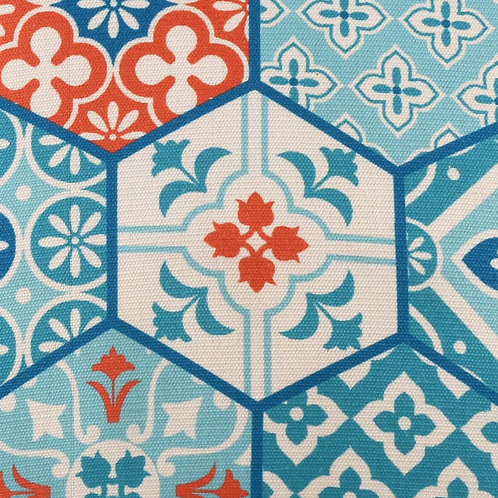 20" Blue And Orange Patchwork Throw Pillow Cover