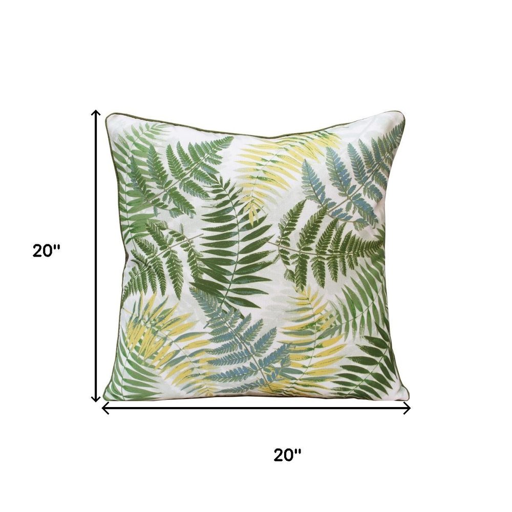 20" Green And Yellow Floral Throw Pillow Cover