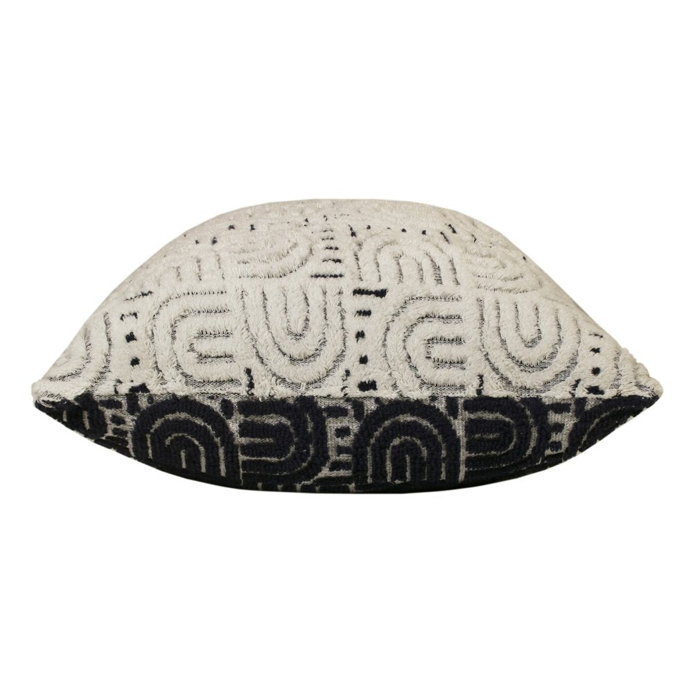 26" White And Blue Floor Geometric Cotton Blend Throw Pillow Cover