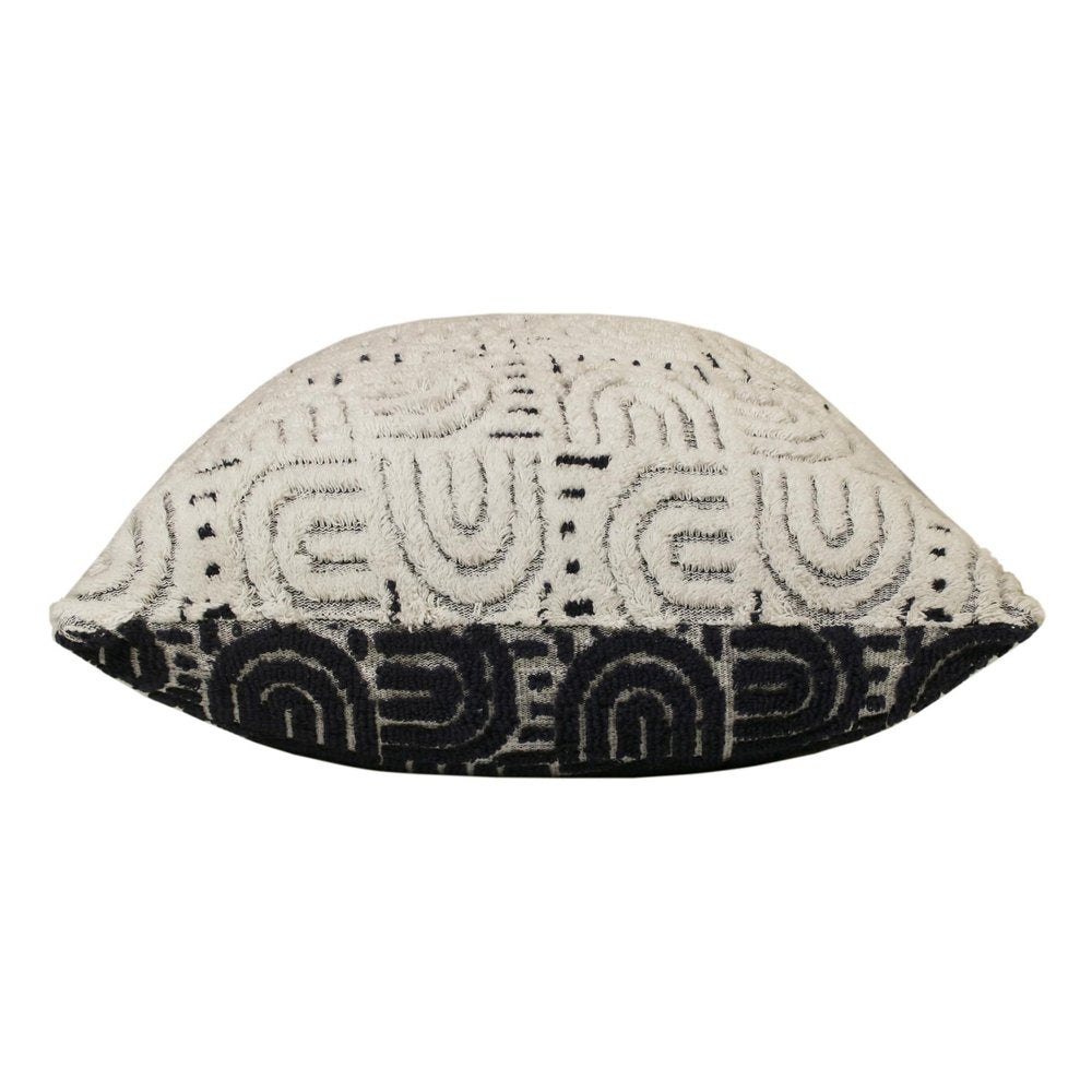 26" Blue And White Geometric Cotton Blend Throw Pillow Cover