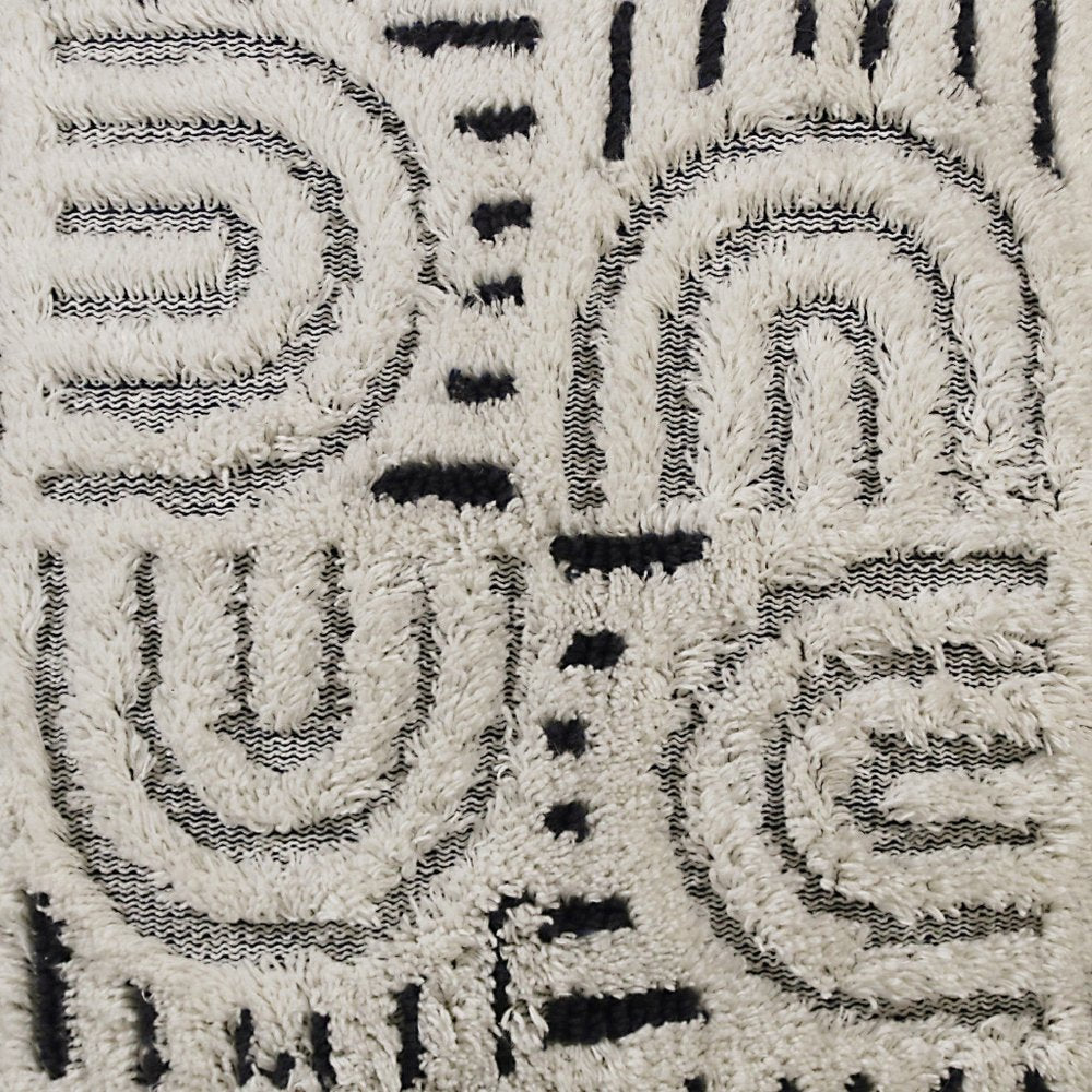 26" White And Blue Floor Geometric Cotton Blend Throw Pillow Cover