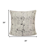 26" Blue And White Geometric Cotton Blend Throw Pillow Cover