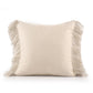 20" Blue And Ivory Striped Cotton Blend Throw Pillow Cover with Fringe Embroidery And Texture