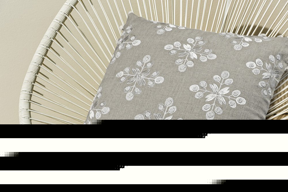 20" Beige And Ivory Floral Linen Throw Pillow Cover with Pompoms