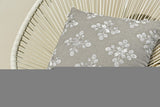 20" Beige And Ivory Floral Linen Throw Pillow Cover with Pompoms