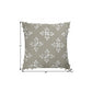 20" Beige And Ivory Floral Linen Throw Pillow Cover with Pompoms