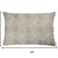 16" X 24" Beige And Ivory Lumbar Floral Cotton Throw Pillow Cover with Pompoms