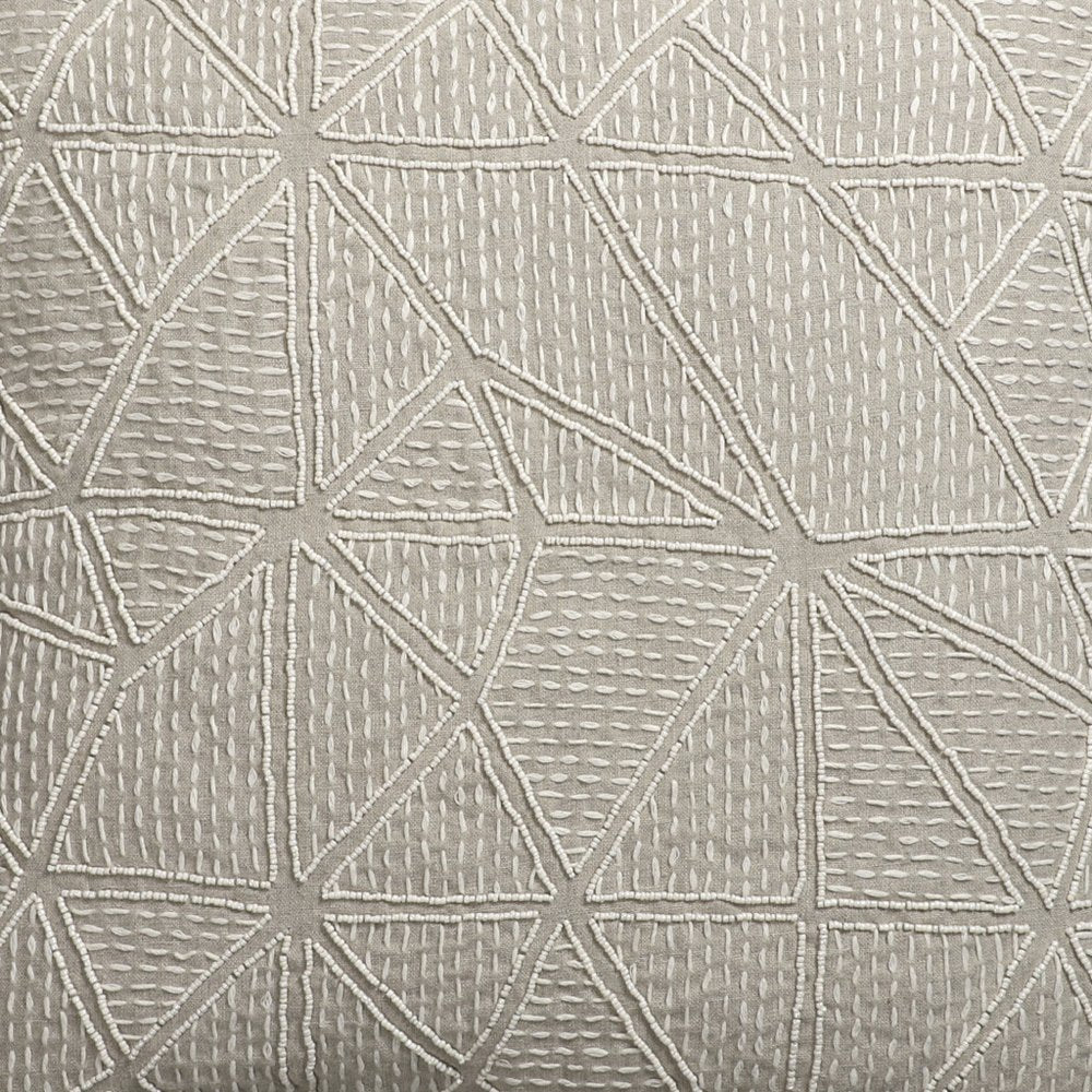 20" Taupe And Ivory Geometric Linen Throw Pillow Cover