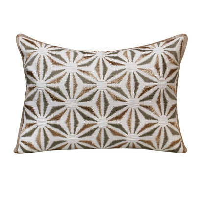 14" X 20" Gray And Brown Lumbar Geometric Cotton Throw Pillow Cover