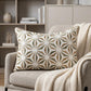 14" X 20" Gray And Brown Lumbar Geometric Cotton Throw Pillow Cover