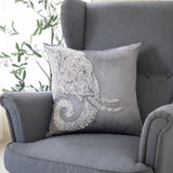 20" Gray And Silver Velvet Throw Pillow Cover