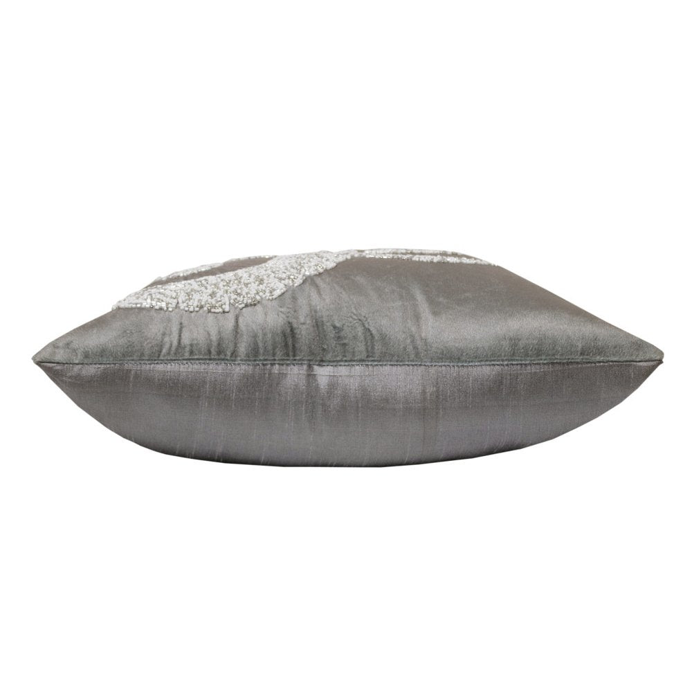 20" Gray And Silver Velvet Throw Pillow Cover