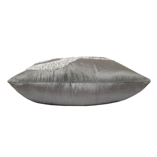 20" Gray And Silver Velvet Throw Pillow Cover