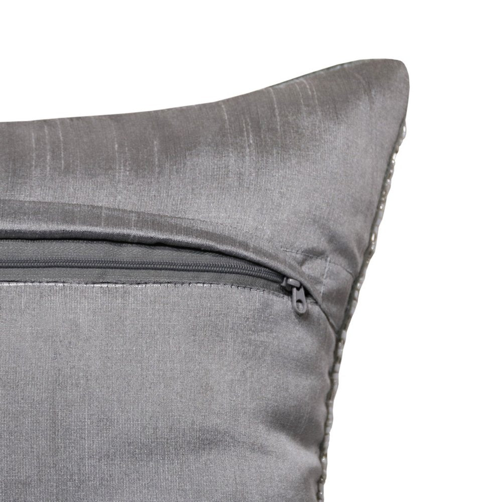 20" Gray And Silver Velvet Throw Pillow Cover