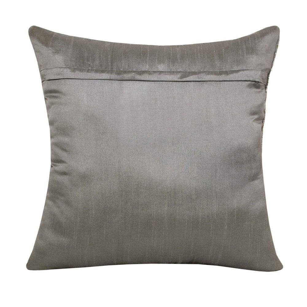 20" Gray And Silver Velvet Throw Pillow Cover
