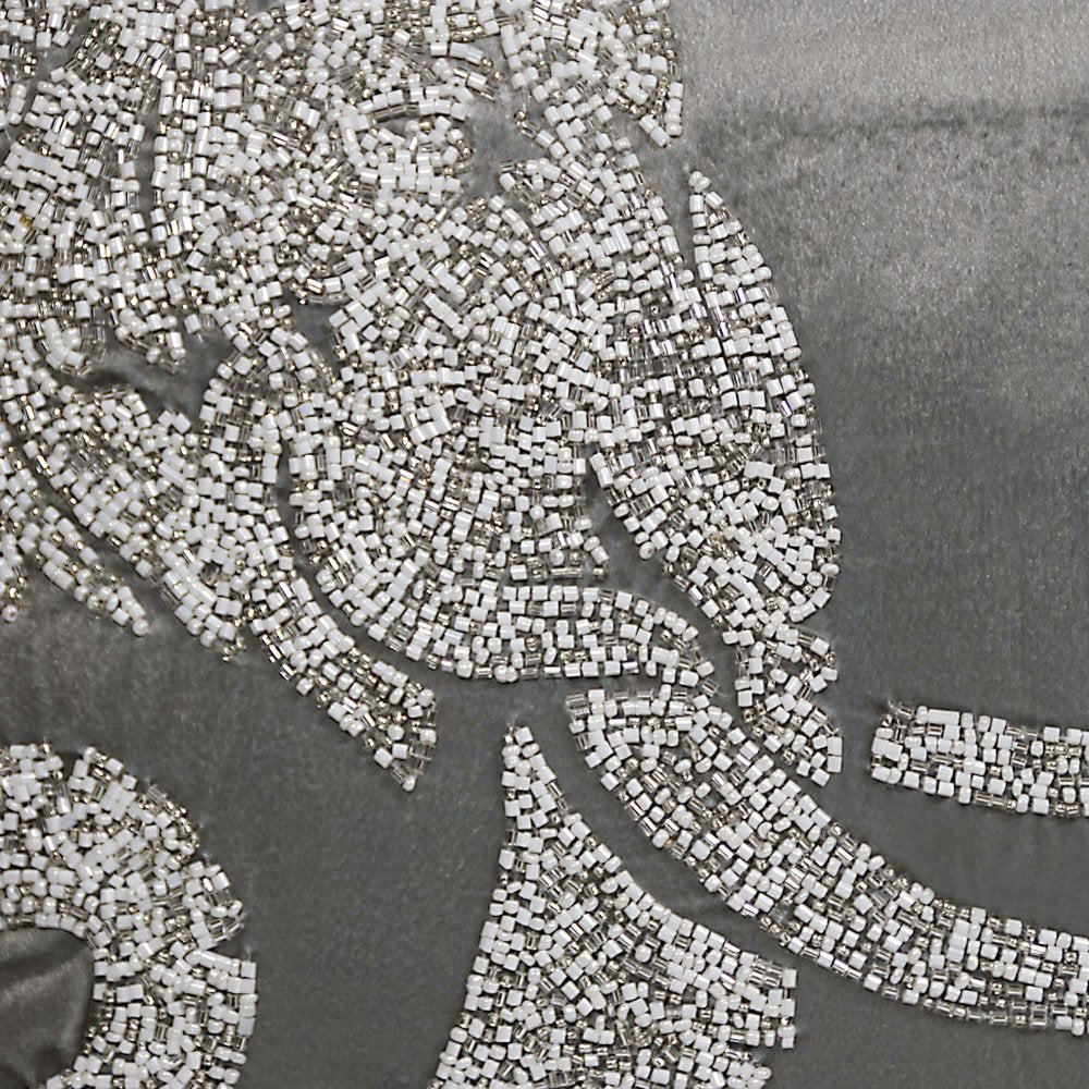 20" Gray And Silver Velvet Throw Pillow Cover