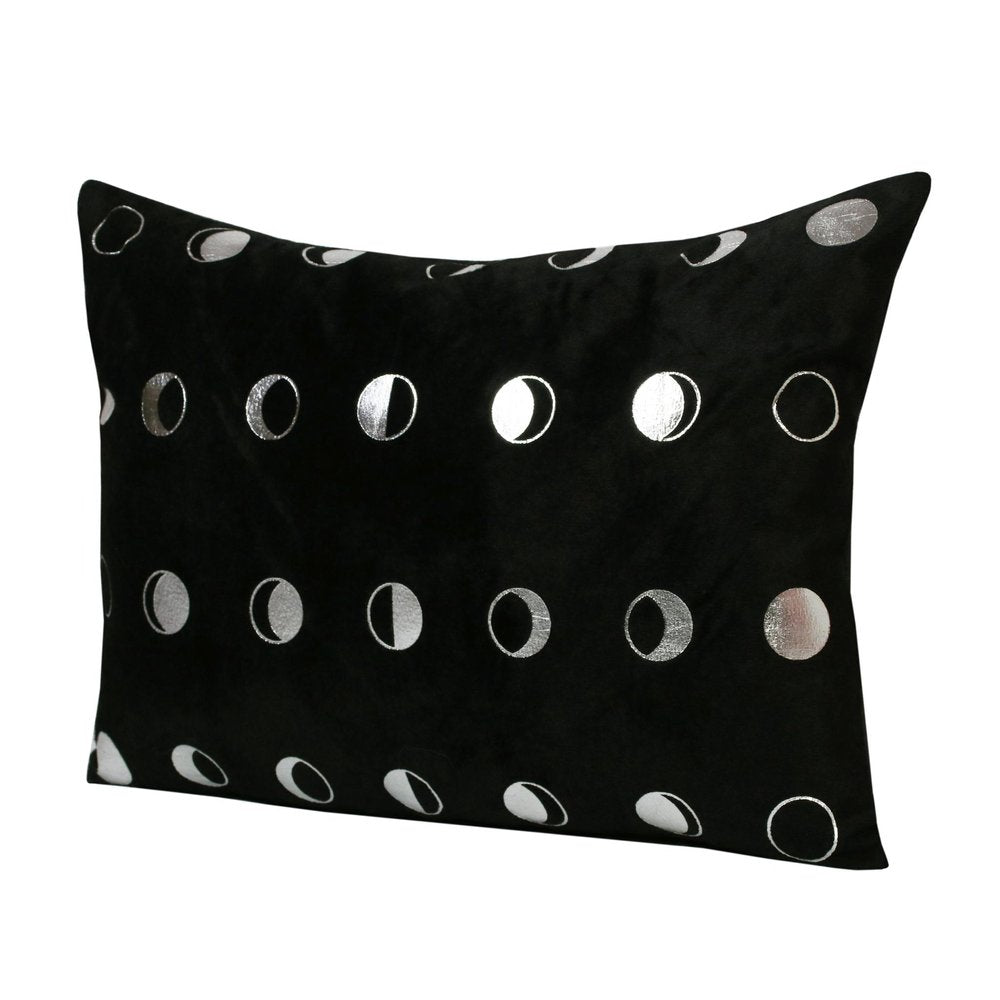 14" X 20" Black And Silver Lumbar Throw Pillow Cover