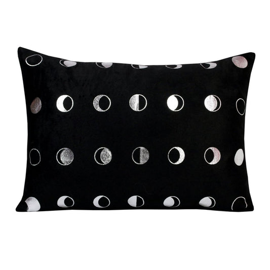 14" X 20" Black And Silver Lumbar Throw Pillow Cover