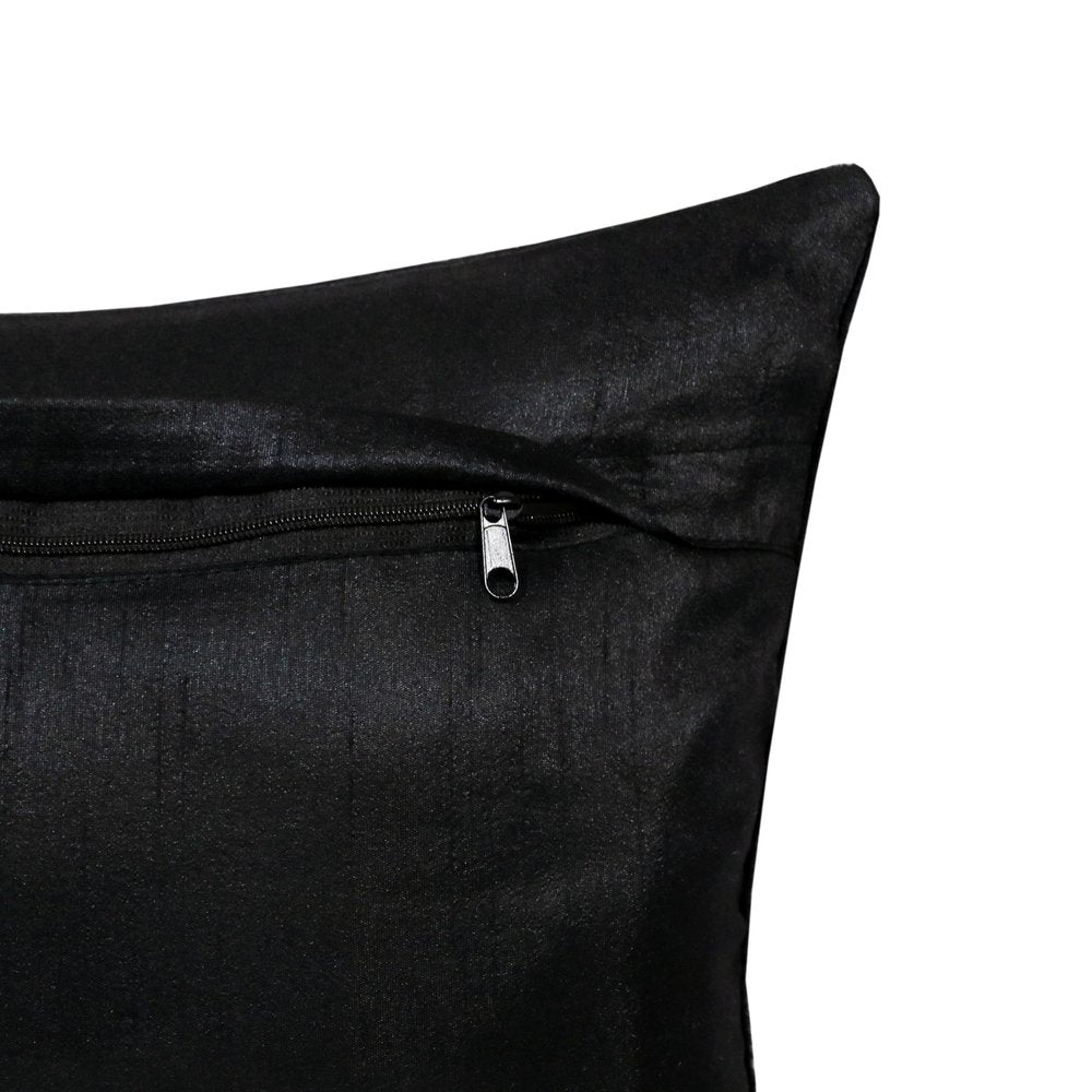 14" X 20" Black And Silver Lumbar Throw Pillow Cover