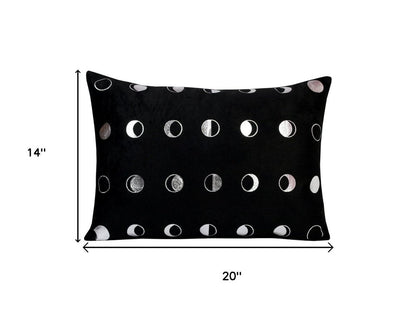 14" X 20" Black And Silver Lumbar Throw Pillow Cover