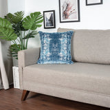 20" Blue And Ivory Abstract Polyester Blend Throw Pillow Cover