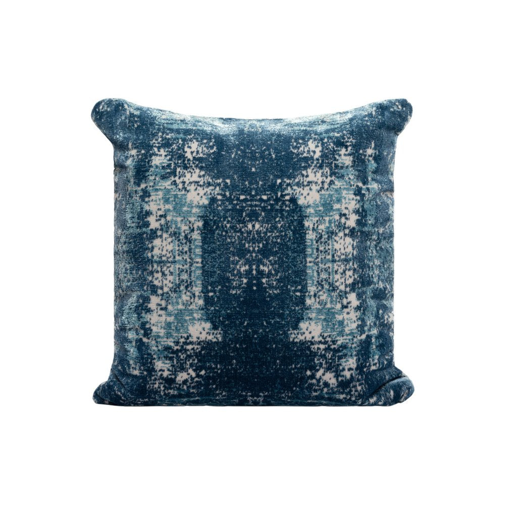 20" Blue And Ivory Abstract Polyester Blend Throw Pillow Cover