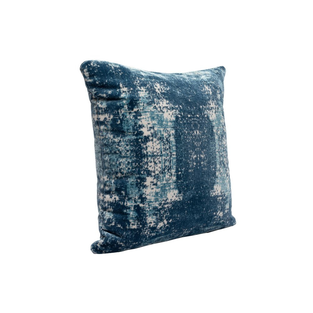 20" Blue And Ivory Abstract Polyester Blend Throw Pillow Cover