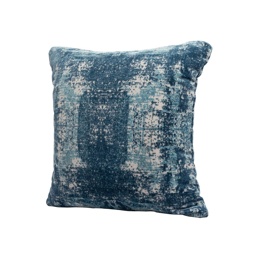20" Blue And Ivory Abstract Polyester Blend Throw Pillow Cover