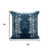 20" Blue And Ivory Abstract Polyester Blend Throw Pillow Cover