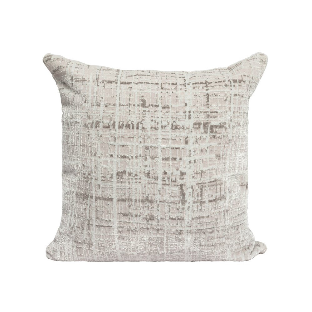 20" Gray And Beige Abstract Polyester Blend Throw Pillow Cover