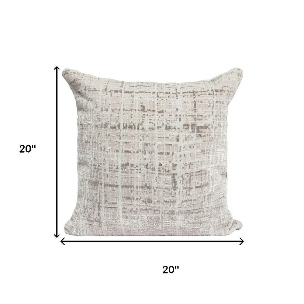 20" Gray And Beige Abstract Polyester Blend Throw Pillow Cover