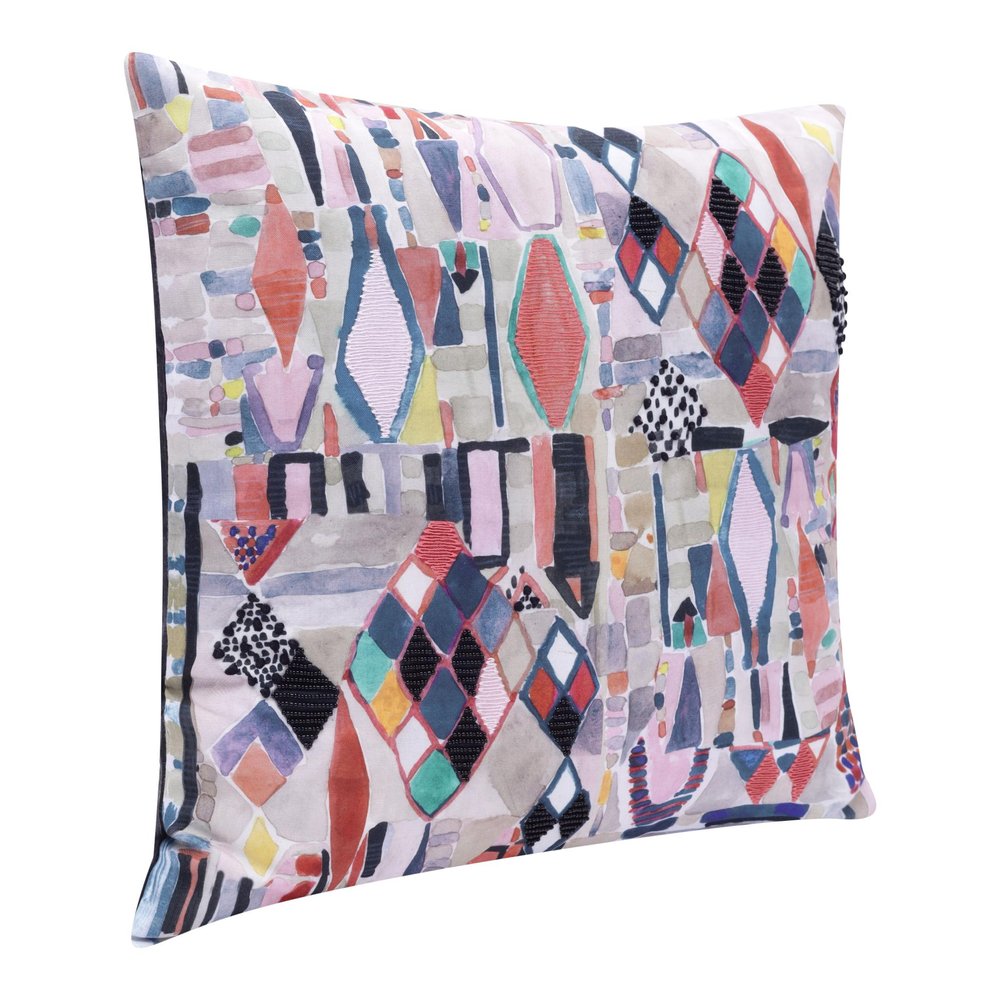20" Gray Blue And Red Abstract Throw Pillow Cover