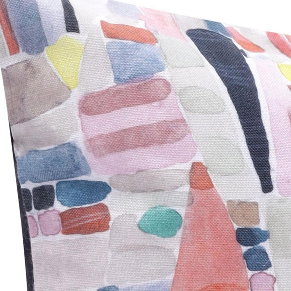 20" Gray Blue And Red Abstract Throw Pillow Cover