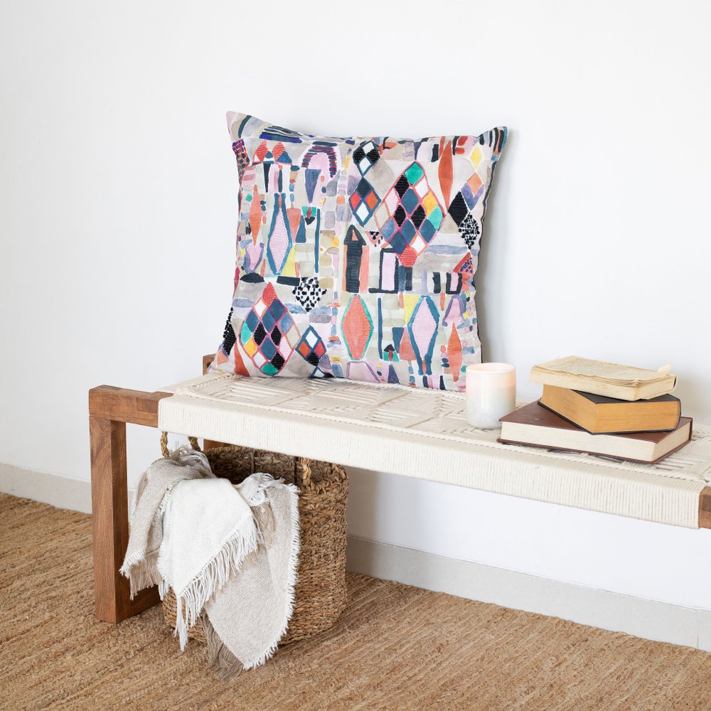 20" Onyx And Rose Abstract Throw Pillow Cover