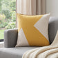20" Ochre And Ivory Abstract Cotton Throw Pillow Cover