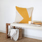 20" Ochre And Ivory Abstract Cotton Throw Pillow Cover