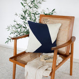 20" Blue And Ivory Abstract Cotton Throw Pillow Cover