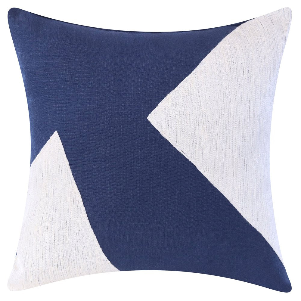 20" Blue And Ivory Abstract Cotton Throw Pillow Cover