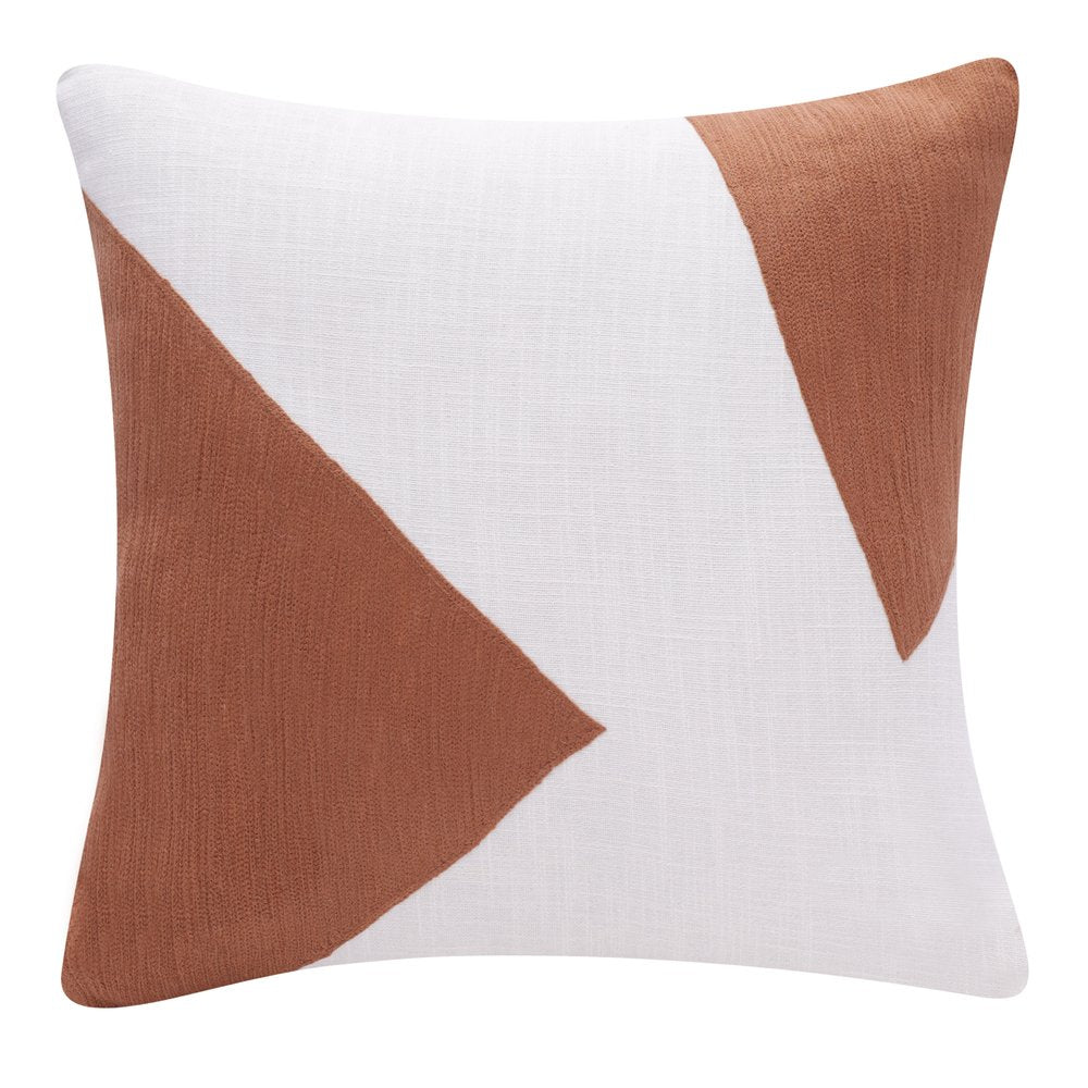 20" Brown And Ivory Abstract Cotton Throw Pillow Cover