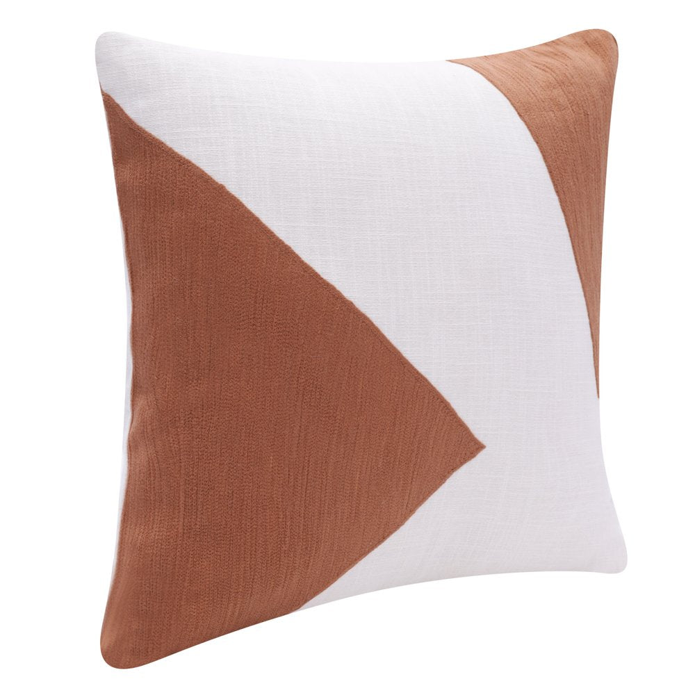 20" Brown And Ivory Abstract Cotton Throw Pillow Cover