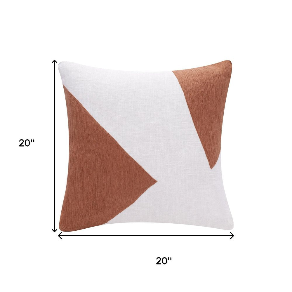 20" Brown And Ivory Abstract Cotton Throw Pillow Cover