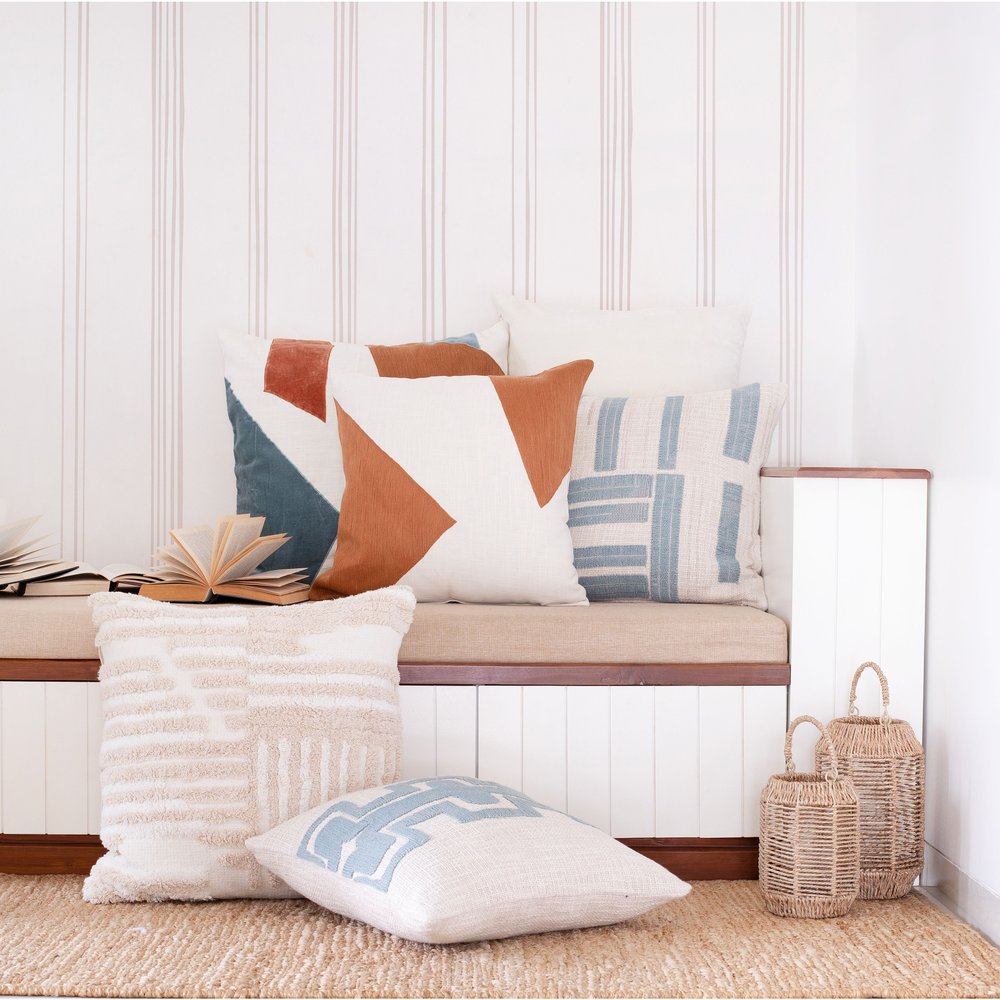 20" Brown And Ivory Abstract Cotton Throw Pillow Cover